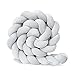 Serpente Letto Intrecciato, Cuscino Intrecciato Fatto A Mano, Strisce Annodate Tessute, Treccia Paracolpi, Cuscino Con Nodo, Serpente Letto Intrecciato per Sponde (grigio,1.5m)