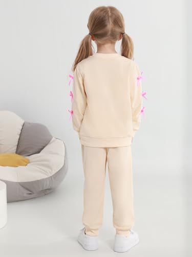 Toddler Girls Clothes Fall Outfits Set 2Pcs Bow Ribbon Printed Long Sleeve Sweatshirt Top Pants for 18-24M 2 3 4 5 6T4