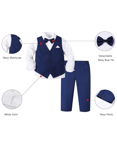 Image of SANGTREE Baby Boys Toddler Gentleman Kids Formal Outfits Long Sleeve Suit Clothing Set 3 Months - 9 Years
