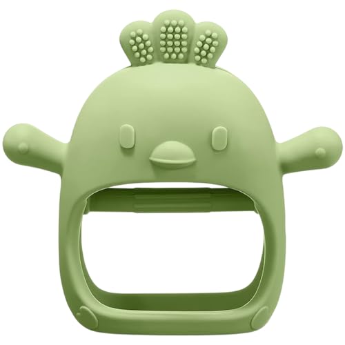Image of Baby Teething Toy for 0-6 6-12 Months, Food Grade Silicone Teething Mitten, Anti Dropping Wrist Hand Teethers Baby Chew Toys for Sucking Needs, BPA Free Pack of 1 (Green)