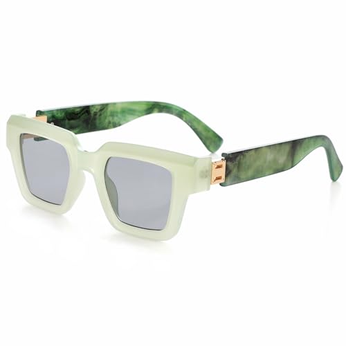 Image of Onrtry Fashion Square Sunglasses for Women Men Rectangle Thick Frame Sun Glasses 90s Designer Style Black Shades
