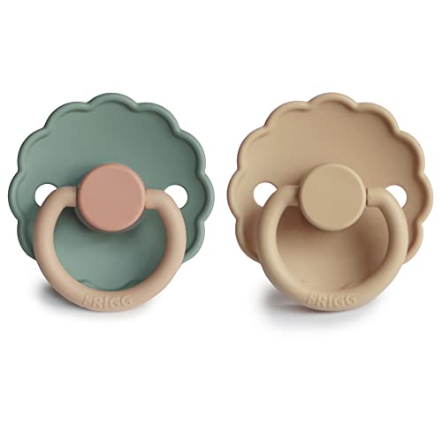 Image of FRIGG Daisy SilkySoft Silicone Baby Pacifier | Made in Denmark | BPA-Free (Willow /Croissant, 0-6 Months)