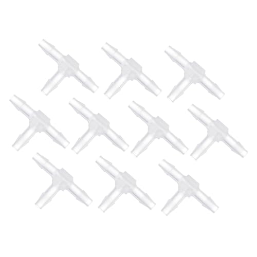 WHAMVOX 10pcs T-shaped Plastic Tee Barb Tee Fitting Gardening Hose Fittings 2mm Barb Fittings T Shape Water Hose Fitting Water Hose Connector Fish Tank 3 Way Hose Connector Valve Pagoda