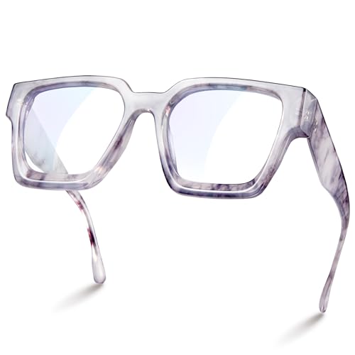 Image of livho Oversized Eyewear Frame for Woman and Men - Rectangle Fashion Glasses for Computer, Chic Preppy Frame