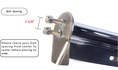 Image of Straight Spring Loaded Mud Flap Hanger, Round Tube Style, 1-1 /8 inch Bolt Spacing, 30 inch Length（2 pack） (Silver Chromed)