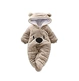 Babykleidung Neugeborene Winter,Covermason Neugeborenes Baby Mädchen Junge Overall Mit Kapuzen Cartoon Bär Samt Spielanzug Strampler Kleider (0-3M, Bär-Khaki)