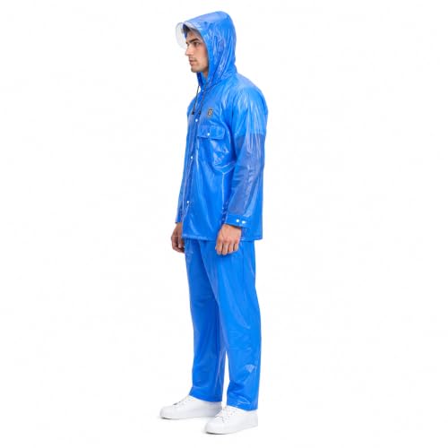 Image of Viva Impex Unisex Waterproof PVC Raincoat Suit with Hood | Jacket & Pant Rain Wear for Men & Women | Heavy Duty for Bike Riding, Travel & Outdoor Work | Universal Size | Random Color