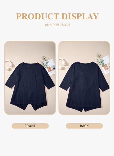 Image of Eytino Plus Size Cardigan for Women Lightweight Half Sleeve Summer Loose Kimono Cardigan Beach Cover Ups(1X-5X)
