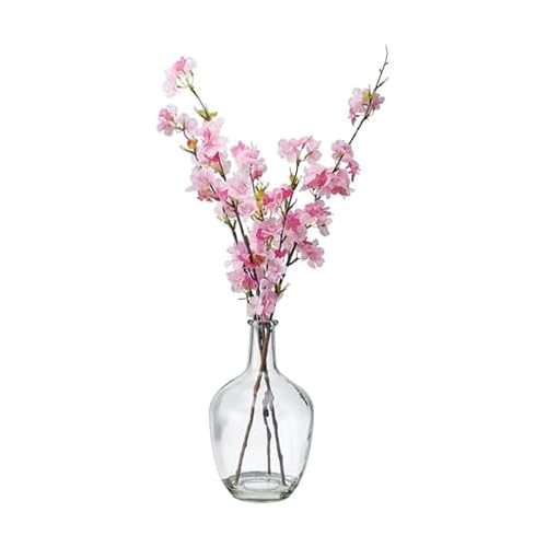 Elements 25 Inch Artificial Cherry Blossom Floral Arrangement in Glass Vase - Faux Silk Flower Greenery for Home Decor, Table Centerpiece, Shelf or Windowsill Display