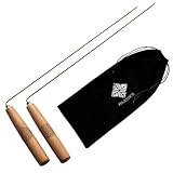 Baguettes de sourcier PRO en Bois de Hêtre, avec Fleur de vie gravée sur le manche - Baguettes de Radiesthésie avec Tige en Métal/Laiton + Sac de Rangement