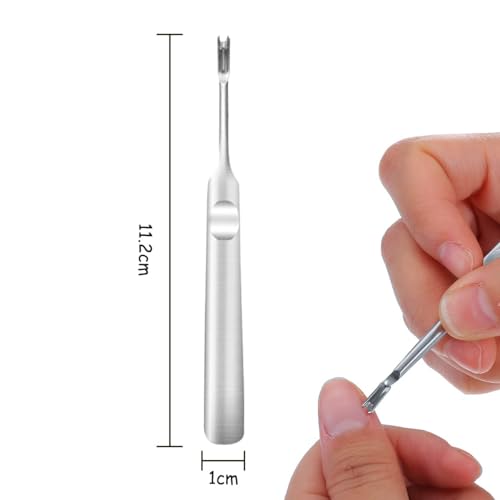 ZAUKY 1 PCS Professional Silver Stainless Steel Finger Cuticle Cleaner Fork Pusher Nail Art Tools Manicure Pedicure Tools Dead Skin Remover Callus Removal Tools for Unisex Adult - Image 3