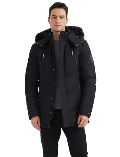 Orolay Men's Winter Warm Jacket Hooded Mountain Parka with Faux Fur