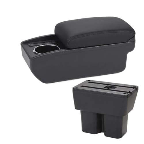 センターコンソールボックス のためにスズキのためにジムニー JB74 2019-2021 2022 2023 2024 車内アームレストボックス 収納ボックス カップホルダー レトロフィットアクセサリー(B2 Black line 6USB)
