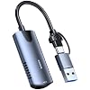 Video Capture Card, 4K HDMI to USB/USB C Capture Card 1080P 30FPS Video Capture Device for Streaming Game Recording Compatible with PS5, Switch, Laptop, Camera, OBS