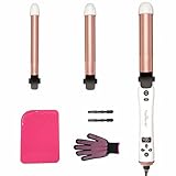 3 in 1 Auto Rotating Curling Iron - TOP4EVER Automatic Hair Curler with Interchangeable Wand (0.75", 1", 1.25"), Adjustable Temp, Instant Heat Hot Styling Tools for All Hair Types