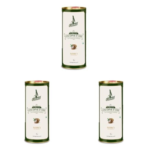 Image of Chekko Cold Pressed Virgin Coconut Oil 1 Litre | 100% Pure Natural Wood Pressed | Unrefined Virgin Edible Coconut Oil for Cooking, Baking, Hair & Skin Care | Premium Food-Grade Metal Tin Pack