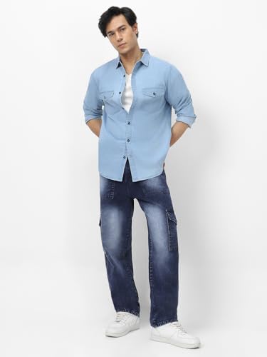 Image of Urbano Fashion Men's Full Sleeve Regular Fit Casual Denim Shirt