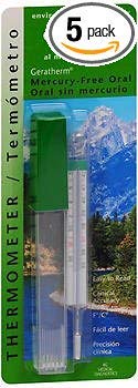 Geratherm Thermometer Oral Mercury Free - Each, Pack of 5