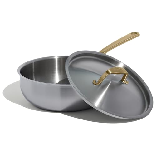 Image of Made In Cookware - 3 Quart Stainless Steel Saucier Pan (Antique Brass) - 5 Ply Stainless Clad - Professional Cookware - Crafted in Italy - Induction Compatible
