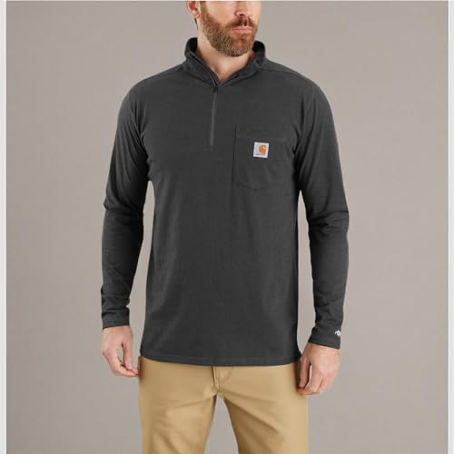 Image of Force Relaxed Fit Midweight Long-Sleeve Quarter-Zip Mock-Neck T-Shirt