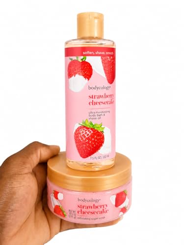 strawberry cheesecakeexfoliating sugar scrub 10.5 oz (297 g) & strawberry cheesecake ultra- moisturizing body & bath shave oil7.5 fl oz / 222 ml image 2