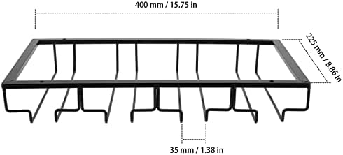 ZEONHAK 2 Pack 4 Rows Wine Glass Rack Under Cabinet, Wine Glass Holder Under Shelf, Stemware Rack Storage Hanger, Hanging Wine Glass Hanger Rack for Cabinet, Cupboard, Kitchen, Bar, Black