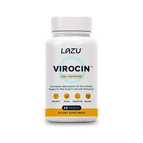 Lazu Virocin - Natural Quercetin Zinc Ionophore 1120mg, Vitamin C & D3 and Zinc. Supports Immunity Defense. Improves Cardiovascular Health and Energy (Upto 5 Times More Effective) - 1 Month Supply