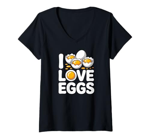 Donna I Love Eggs Funny Breakfast Appassionato Maglietta con Collo a V