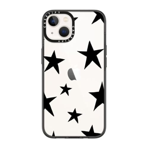 Coque iPhone 14 CASETiFY compacte noir transparent motifs étoiles