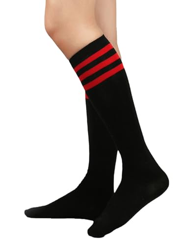 Image of Women's Knee High Athletic Socks Casual Stripes Tube Socks Outdoor Sport Socks
