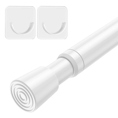 AIZESI 1pcs Tension Curtain Rod Spring Tension Rod Short Curtian Rods No Drilling Expandable Spring Loaded Curtain Tension Rod Adjustable 26 to 39 inch,Best Use Range 28 to 36 inch，White