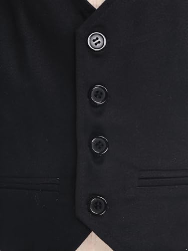 renvena Kids Boys Black Suit Vest V Neck Sleeveless Single Breasted Dress Waistcoat3