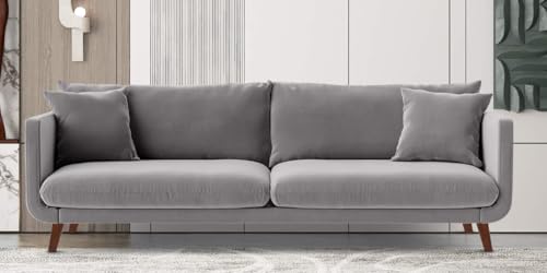 Image of Rejol Velvet 3-Seater Sofa Luxurious Comfort for Living Rooms and Offices (Grey, 3 Seater)