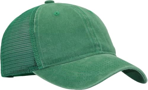 Image of Washed Cotton Trucker Hat, Soft Mesh Baseball Cap with Adjustable Snapback