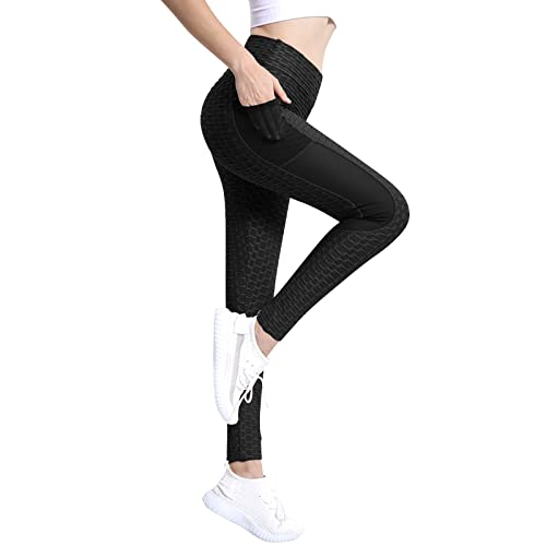 Pantalon de yoga femme jacquard batik fitness taille haute avec poche sport