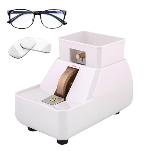 Canteadora de Gafas, Máquina Manual para Canteado de Lentes Ópticos de 55 W con Disco de Diamante y Salida de Agua Ajustable, Herramienta de Esmerilado de Lentes de 4200 RPM, Soporte Doble