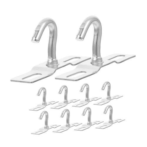 Mikikit Flat Hanging Hooks 10 Pack Metal Ceiling Hooks for Lights Plants Ceiling Fan Mount Plate Space-saving Dec