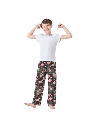 Flamingos Flowers Boys Pants for Kids Jogger Pants with Pockets S3