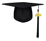 gradois Unisex Adult Matte Graduation Cap with 2024+2023 Tassel Year Charm for High School & Bachelor Master Black