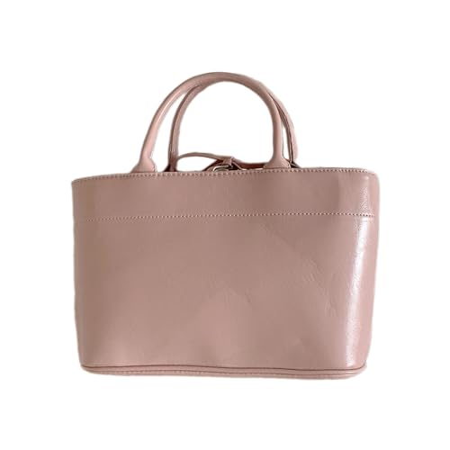 Bwuikim Bolso de mano coreano de gran capacidad de piel sintética con cierre de lazo, bolso de compras para mujer, tejido de piel sintética, b