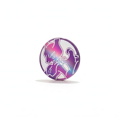 Opasladen Compatible con Pokemon – Mewtwo Jumbo Moneda Púrpura Blanco – Gran Mewtu Moneda – Accesorio para Pokemon TCG – Coleccionable y Moneda de Juego