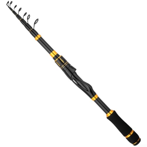 Caña de pescar plegable de carbono de 43 cm construida para pesca en barco de mar con cuerpo de caña y sensibilidad de punta de precisión para tiempo real (2.1)
