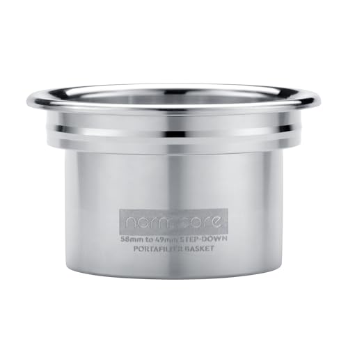 Image of Normcore 58mm to 49mm Step-Down Portafilter Basket Kit, CNC-machined From a Solid Block of 304 Stainless Steel, 0.18mm Holes, Includes Dosing Funnel, 49mm Puck Screen, 200 Papers Filter