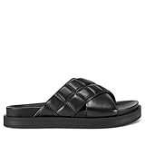 Forro de piel sintética Aerosoles Sandalia Lina Slide para mujer, blanco (Cuero negro), 37 EU