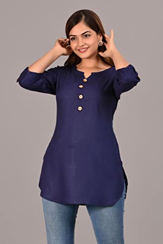 Image of Women's Rayon Straight Solid Casual Top /Kurta
