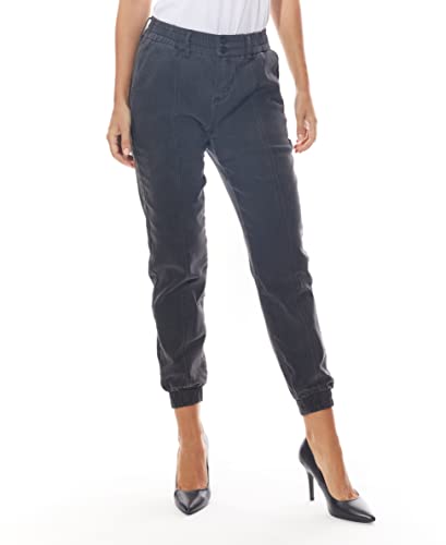 dollhouse Women's Grey Jogger with Functional Zipper and Double Button Closure
