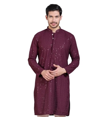 Image of Rajubhai Hargovindas Men Pure Cotton Chikankari Embroidered Straight Kurta