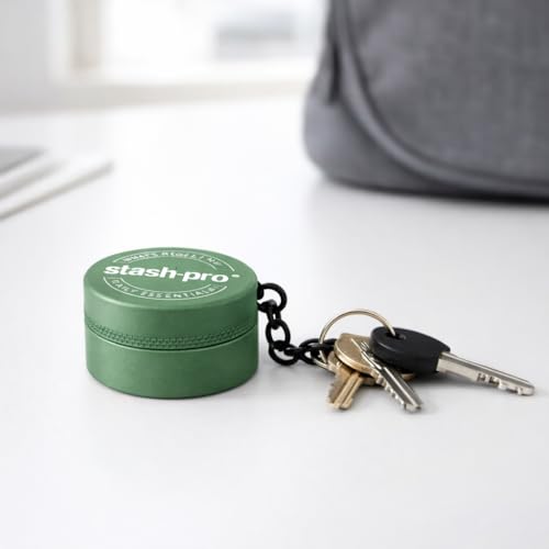 Image of Stash-Pro Mini Metal Grinder with Keychain (Green) | Pocket Size Spice & Dry Herb Crusher | 2-Piece Twist Design | 3cm Dia, 1.4cm Height