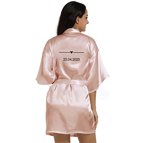 Vsadsau Albornoz de novia con nombre personalizado para boda, dama de honor, boda, fiesta, Champange Pink Nam, M