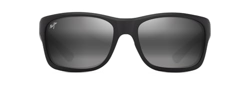 Maui Jim Men's Ano NUI Rectangle Sunglasses, Matte Black/Neutral Grey Polarized, Large